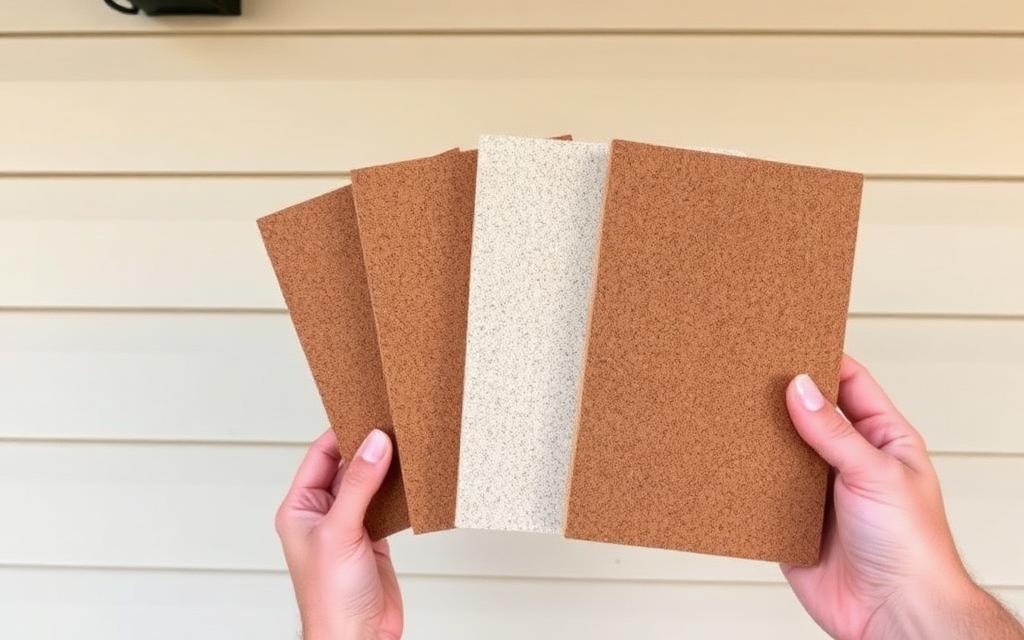 Spray cork samples showing colour and texture options